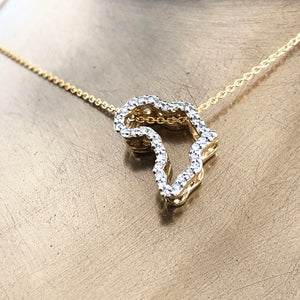 Diamond Studded 9-carat Gold Africa Pendant