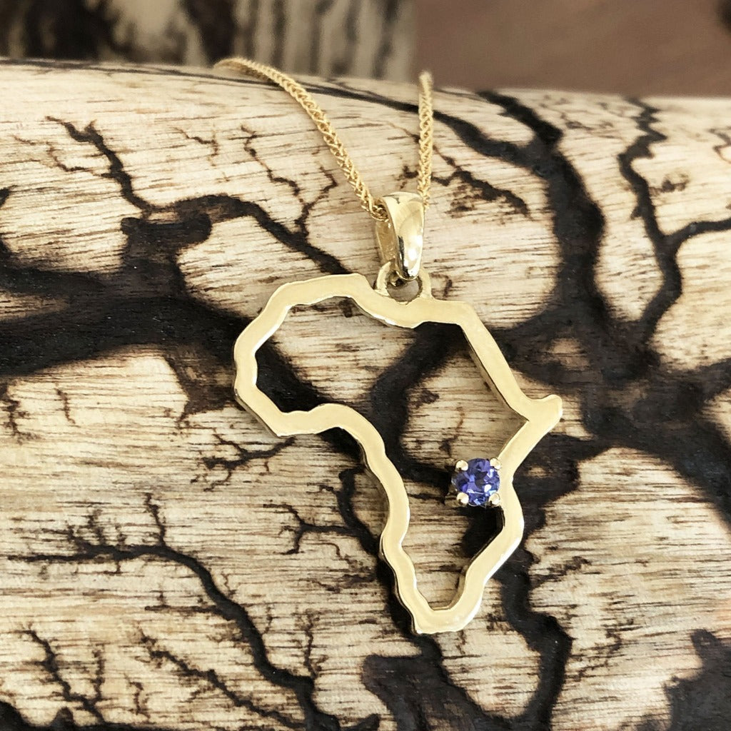 Africa Map Outline With Tanzanite Accent