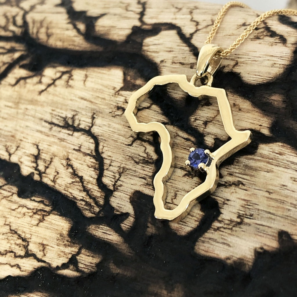 Africa Map Outline With Tanzanite Accent