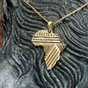 Patterned Solid Gold Africa Pendant