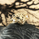 Gold Leopard Head Ring with Diamond Accents