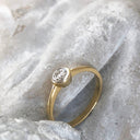 Tube Set Diamond Solitaire Engagement Ring in Yellow Gold