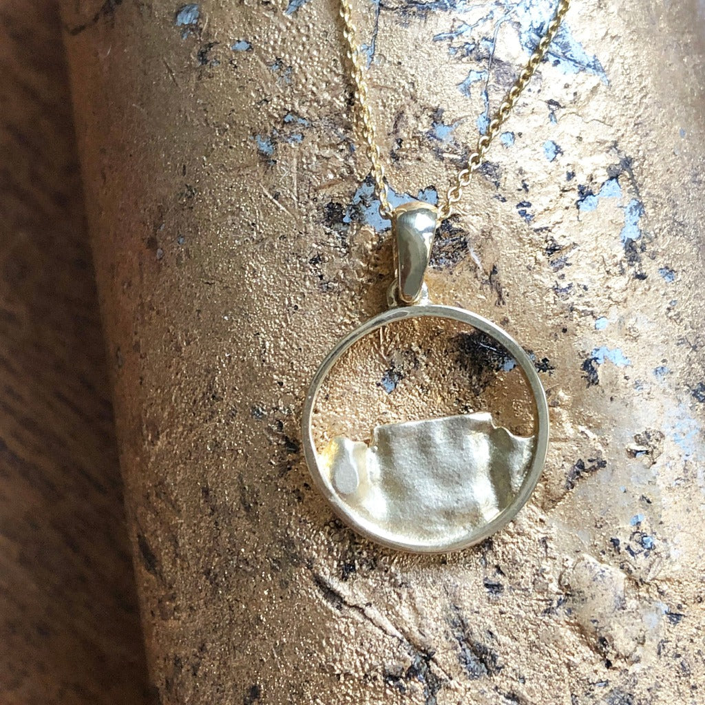 Gold Circular Table Mountain Pendant