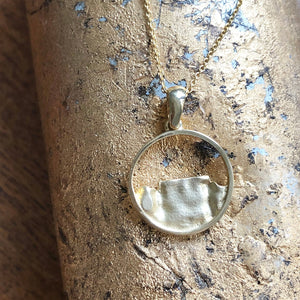 Gold Circular Table Mountain Pendant