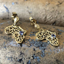 Decorative Filigree Africa Map Earrings with Tanzanite Accents