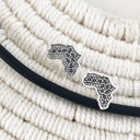 White Gold Africa Earrings with Interior Black Diamond Detail