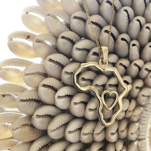 Africa Map Outline with Heart Detail Pendant