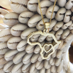 Africa Map Outline with Heart Detail Pendant