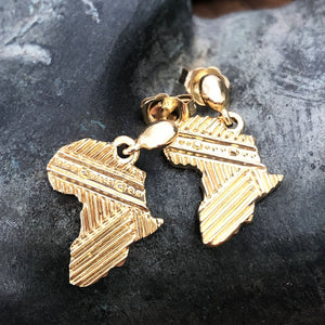 Patterned Solid Gold Africa Earrings