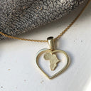 Hammered Matt Africa in a Gold Heart Pendant