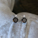 Black Diamond Studs with Petite White Diamond accent