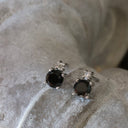 Black Diamond Studs with Petite White Diamond accent