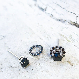 Black Diamond Studs with Detachable Black Diamond Halo Jacket