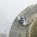White Diamond Studs with Black and White Diamond Detachable Jackets