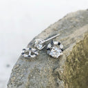 White Diamond Studs with Black and White Diamond Detachable Jackets