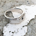 Mens / Unisex Solitaire Black Diamond Signet Ring