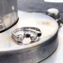Alternating Black and White Tube Set Diamond Ring