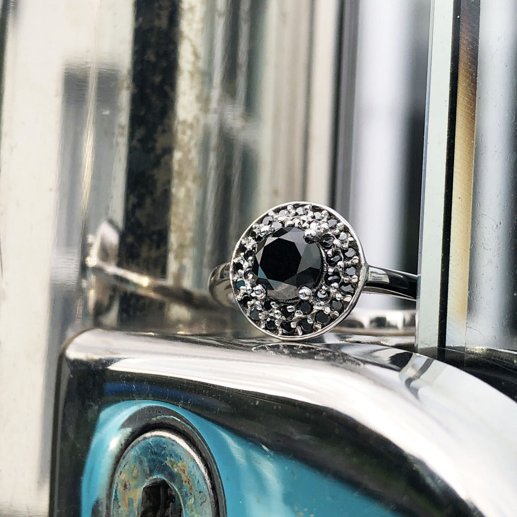 Black Diamond Cluster Ring
