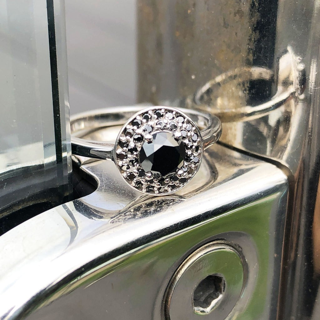 Black Diamond Cluster Ring