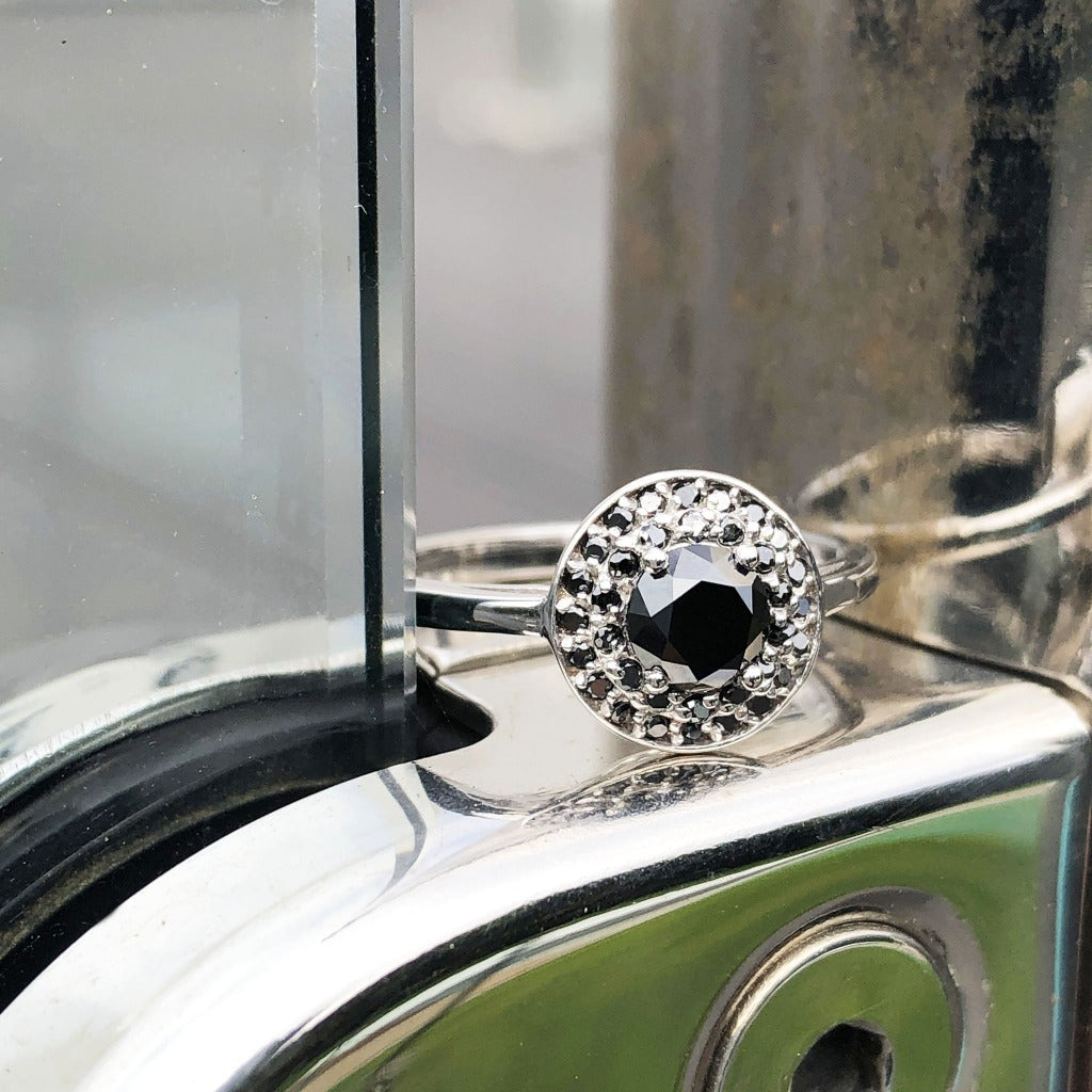 Black Diamond Cluster Ring