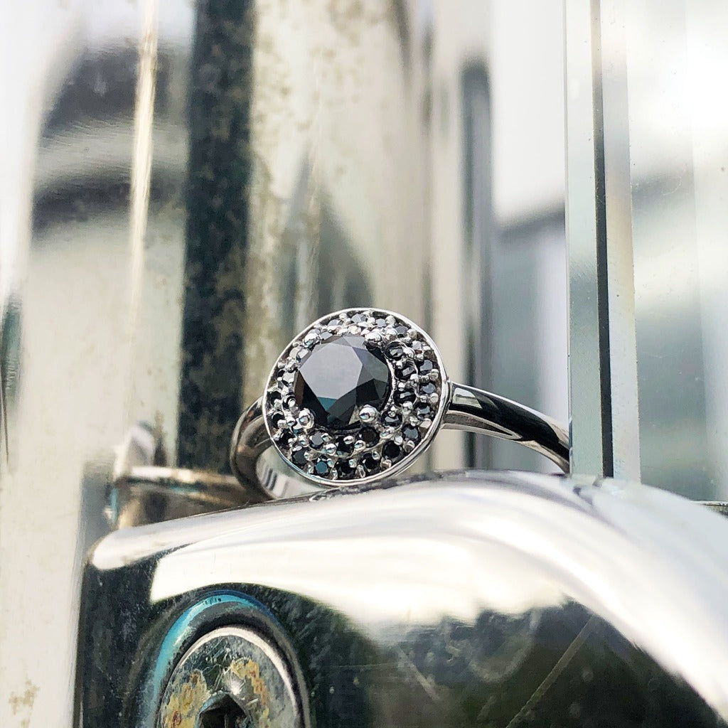 Black Diamond Cluster Ring