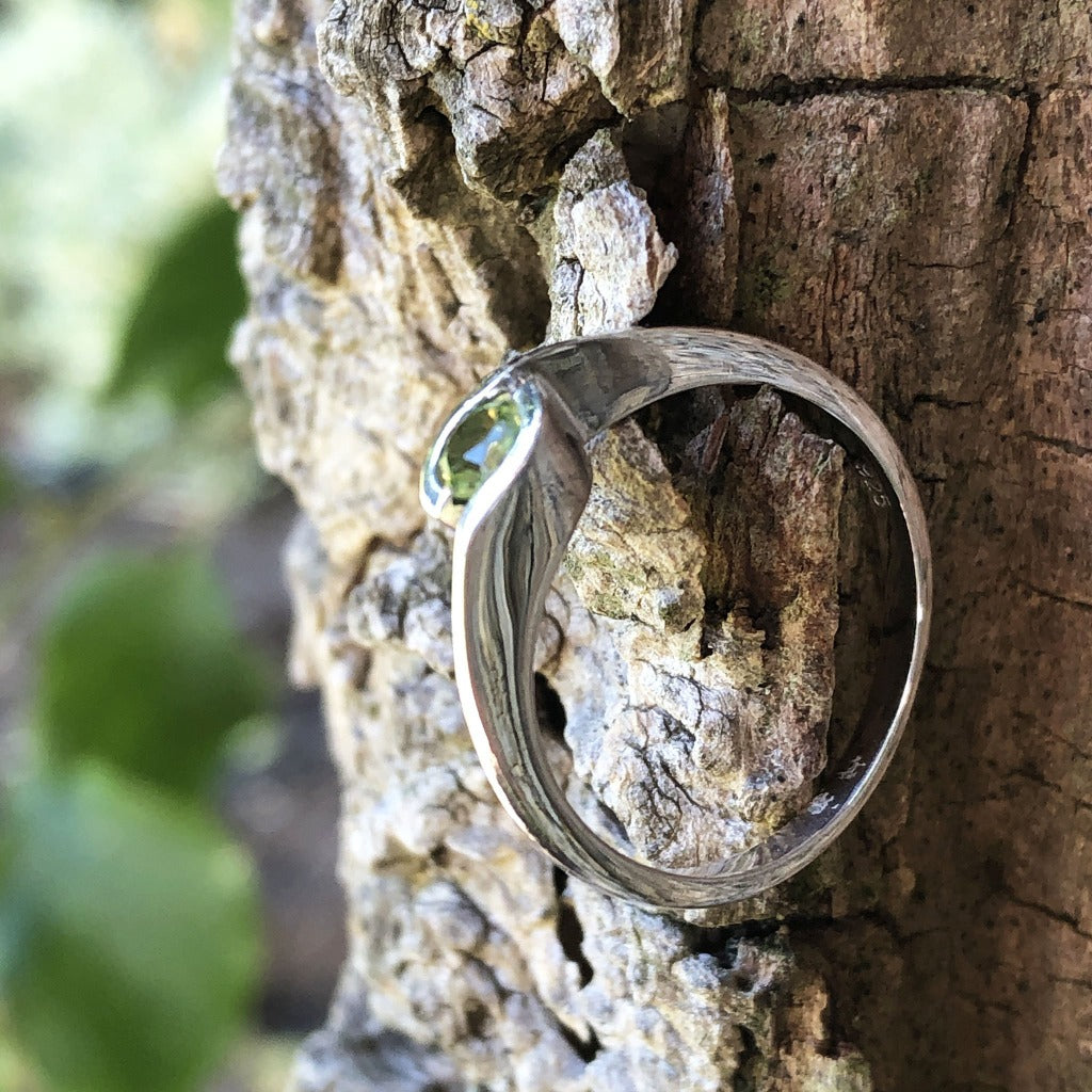 Silver Solitaire Peridot Ring