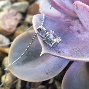 Cushion Cut Morganite Pendant with Fixed White Gold Bale