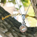 Round Cut Morganite with Diamond Trilogy Bale Accent Pendant