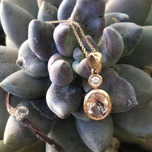 Oval Cut Morganite with Diamond Accent pendant