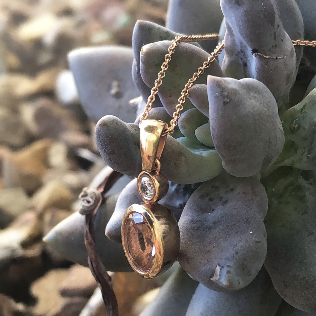 Oval Cut Morganite with Diamond Accent pendant