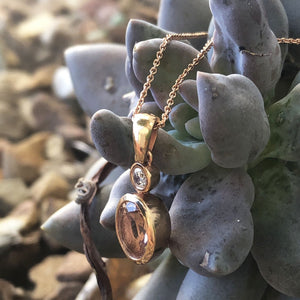 Oval Cut Morganite with Diamond Accent pendant