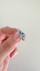 Landscape Set Oval Blue Topaz and Diamond ring