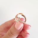 Rose Gold Emerald Cut Morganite and Diamond Wedding Set
