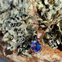 Fixed Bale Four Claw Round Cut Tanzanite Rose Gold Pendant