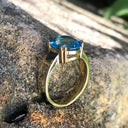 Large Oval Cut Blue Topaz And Yellow Gold Ring