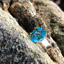 Large Oval Cut Blue Topaz And Yellow Gold Ring