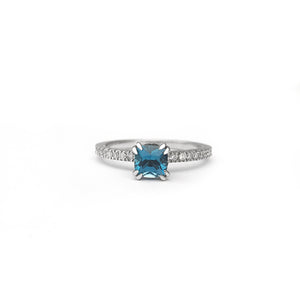 Delicious Double Claw Blue Topaz and Diamond Band Ring