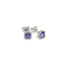Elegant Double Claw Cushion Cut Tanzanite Studs