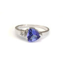 Trilliant Cut Tanzanite with Singular Diamond Accent ring