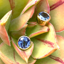 Classic Round Cut Tanzanite Yellow Gold Bezel Set Studs