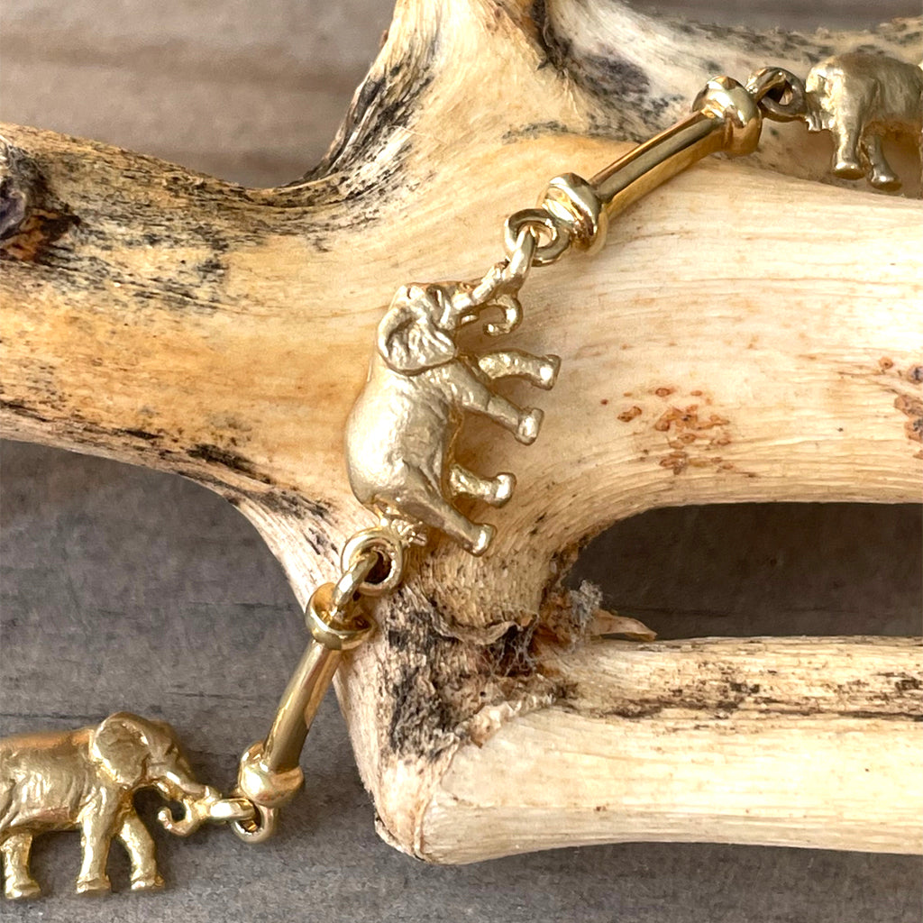 Petite 9 Carat Yellow Gold Full Elephant Bracelet