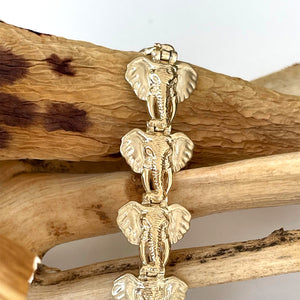 Nine-carat Yellow Gold Elephant Head Bracelet