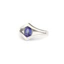 Double V Split Shoulder Oval Cut Tanzanite Ring