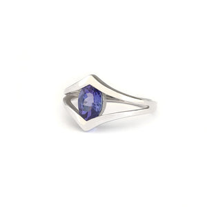 Double V Split Shoulder Oval Cut Tanzanite Ring