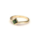 Petite Green Square Cut Tourmaline Yellow Gold Ring