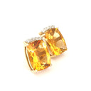 Cushion Cut Citrine and Diamond Earrings