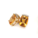 Cushion Cut Citrine and Diamond Earrings