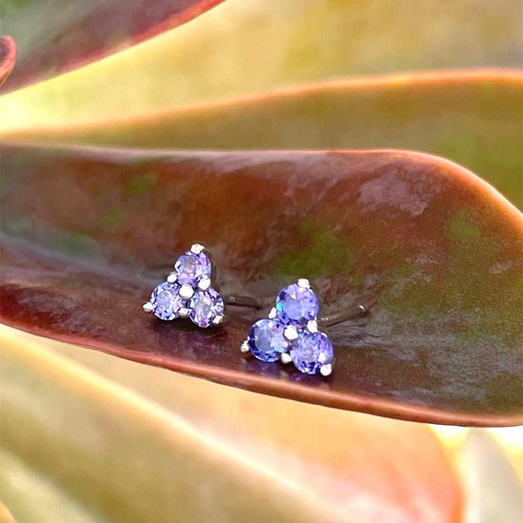 Cute Trilogy Tanzanite Stud Earrings