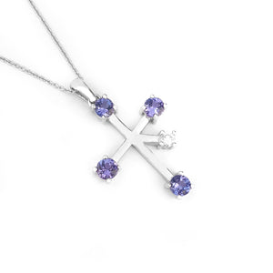 Stand Out Tanzanite and Diamond White Gold Southern Cross Pendant