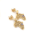 Decorative Filigree Africa Map Earrings with Tanzanite Accents
